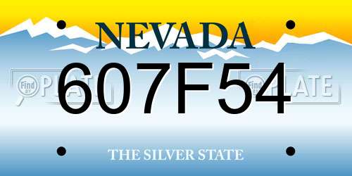607F54 Nevada License Plate