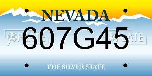 607G45 Nevada License Plate