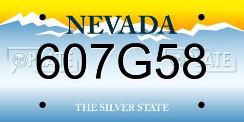 607G58 Nevada License Plate