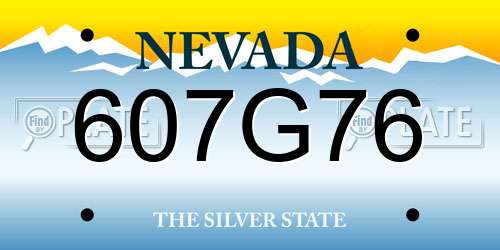 607G76 Nevada License Plate