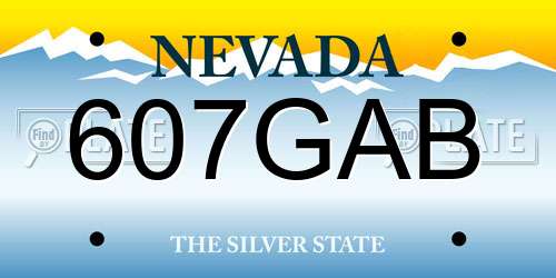 607GAB Nevada License Plate