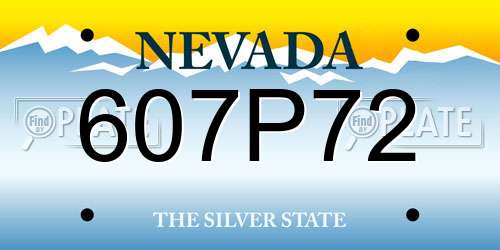 607P72 Nevada License Plate