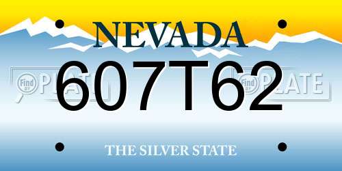 607T62 Nevada License Plate