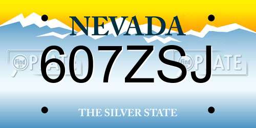 607ZSJ Nevada License Plate