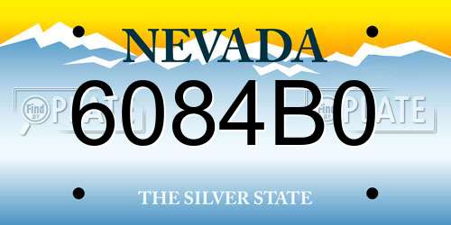 6084B0 Nevada License Plate