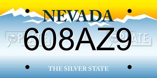 608AZ9 Nevada License Plate