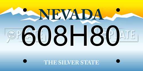608H80 Nevada License Plate