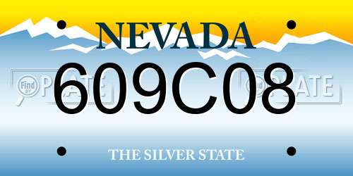 609C08 Nevada License Plate