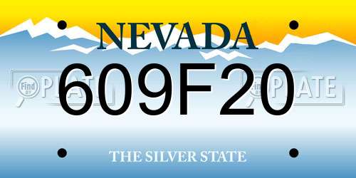 609F20 Nevada License Plate