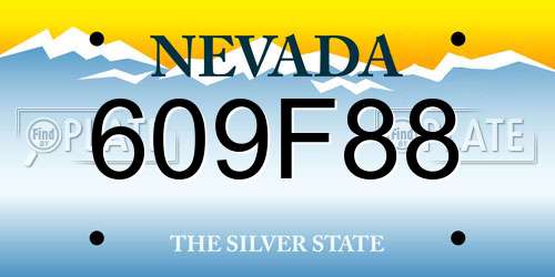609F88 Nevada License Plate