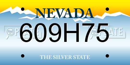 609H75 Nevada License Plate