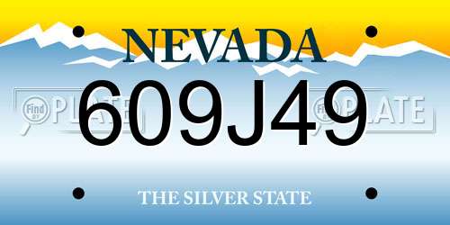 609J49 Nevada License Plate