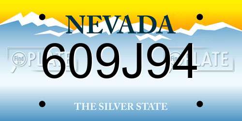 609J94 Nevada License Plate