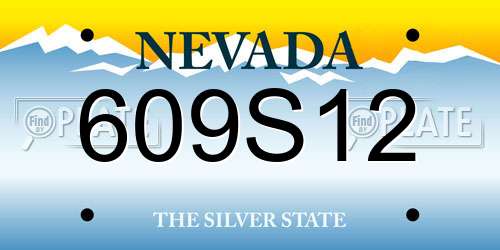 609S12 Nevada License Plate