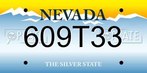 609T33 Nevada License Plate