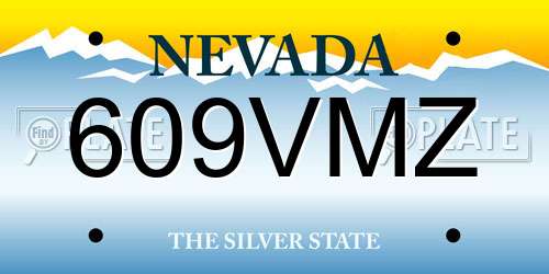 609VMZ Nevada License Plate
