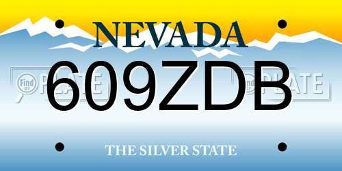 609ZDB Nevada License Plate