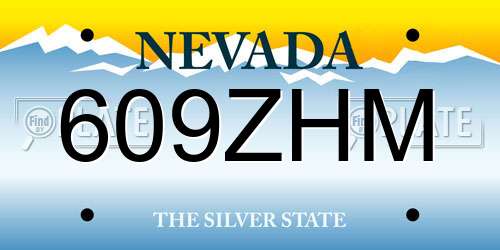 609ZHM Nevada License Plate