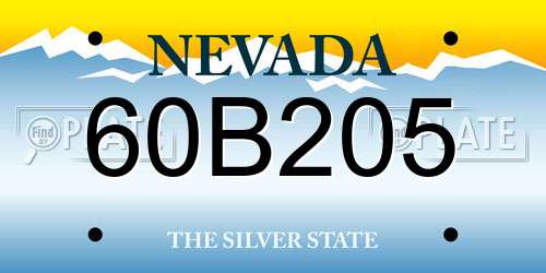 60B205 Nevada License Plate