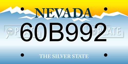 60B992 Nevada License Plate