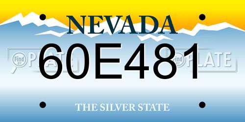 60E481 Nevada License Plate