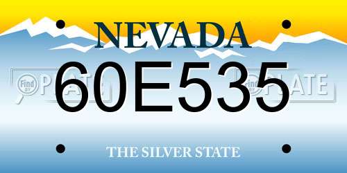 60E535 Nevada License Plate