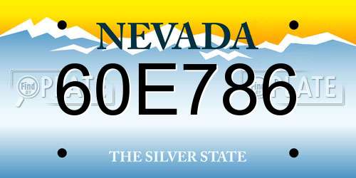 60E786 Nevada License Plate