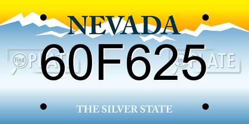 60F625 Nevada License Plate