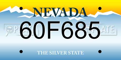 60F685 Nevada License Plate