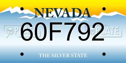 60F792 Nevada License Plate