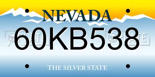 60KB538 Nevada License Plate