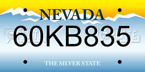 60KB835 Nevada License Plate