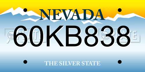 60KB838 Nevada License Plate