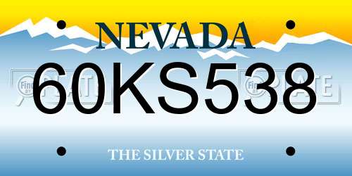 60KS538 Nevada License Plate