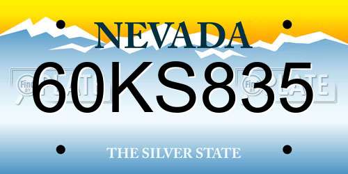 60KS835 Nevada License Plate
