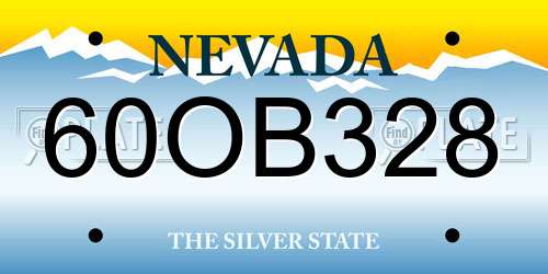 60OB328 Nevada License Plate