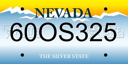 60OS325 Nevada License Plate