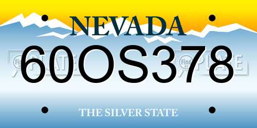 60OS378 Nevada License Plate