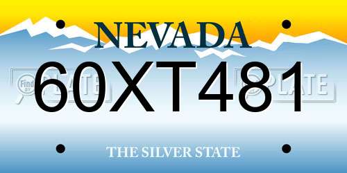 60XT481 Nevada License Plate