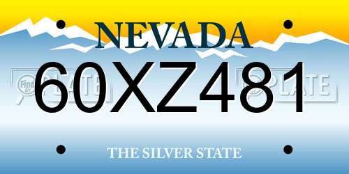 60XZ481 Nevada License Plate