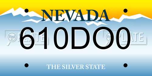 610DO0 Nevada License Plate