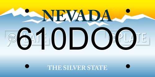 610DOO Nevada License Plate