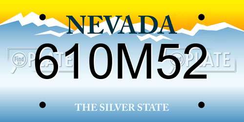 610M52 Nevada License Plate