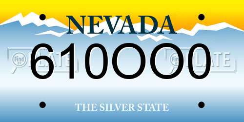 610OO0 Nevada License Plate