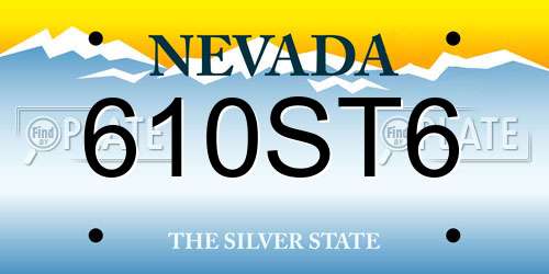 610ST6 Nevada License Plate