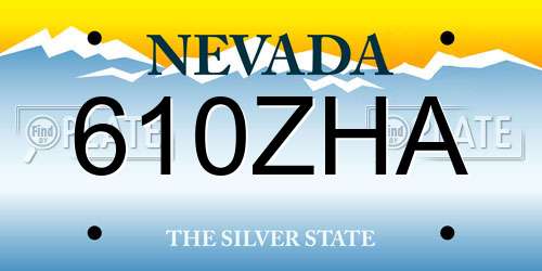 610ZHA Nevada License Plate