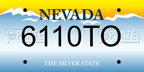6110TO Nevada License Plate