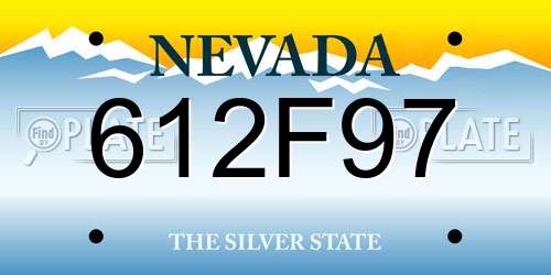 612F97 Nevada License Plate