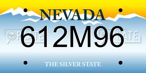 612M96 Nevada License Plate