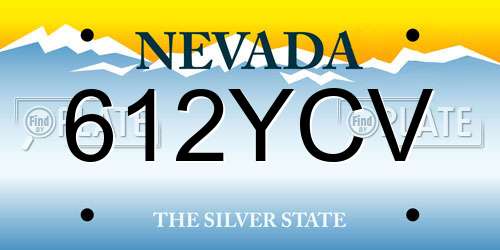 612YCV Nevada License Plate